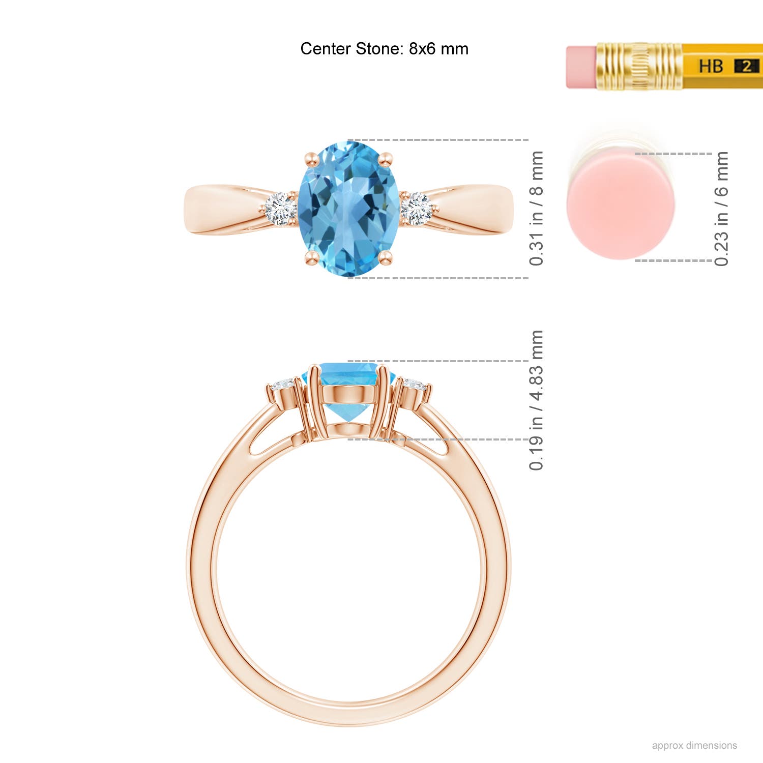 AA - Swiss Blue Topaz / 1.56 CT / 14 KT Rose Gold