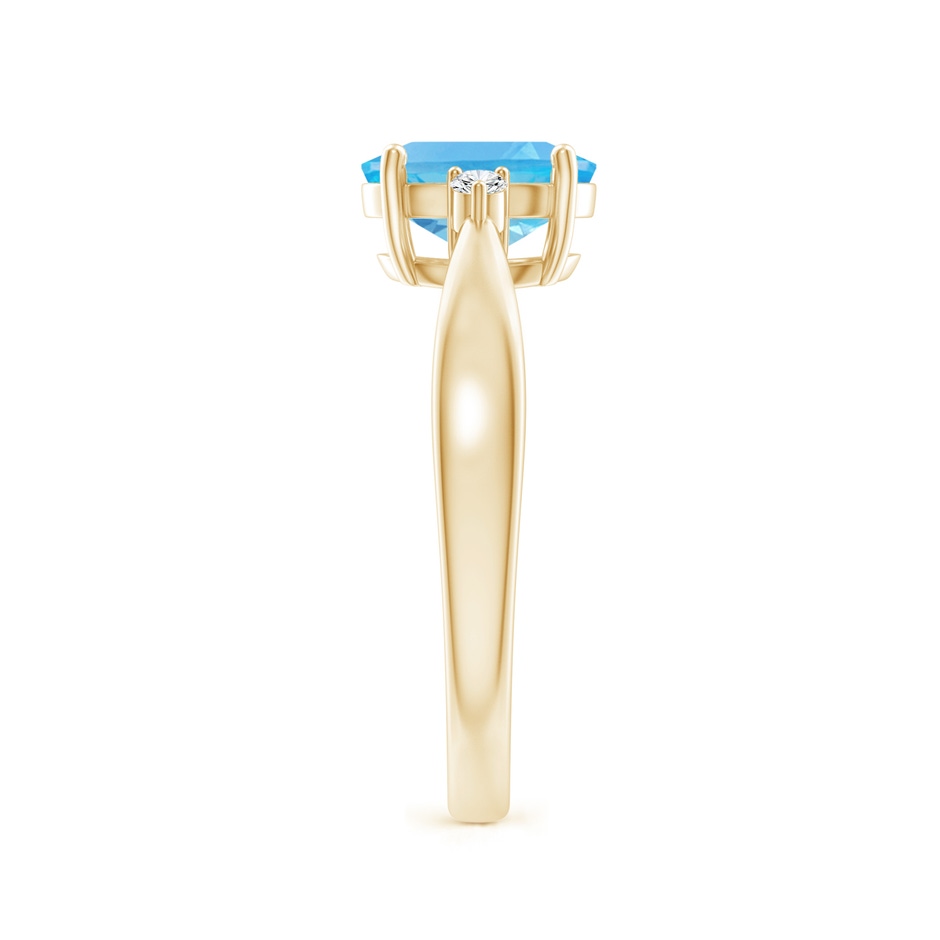 8x6mm AA Swiss Blue Topaz Reverse Tapered Shank Ring with Diamonds in Yellow Gold side-2