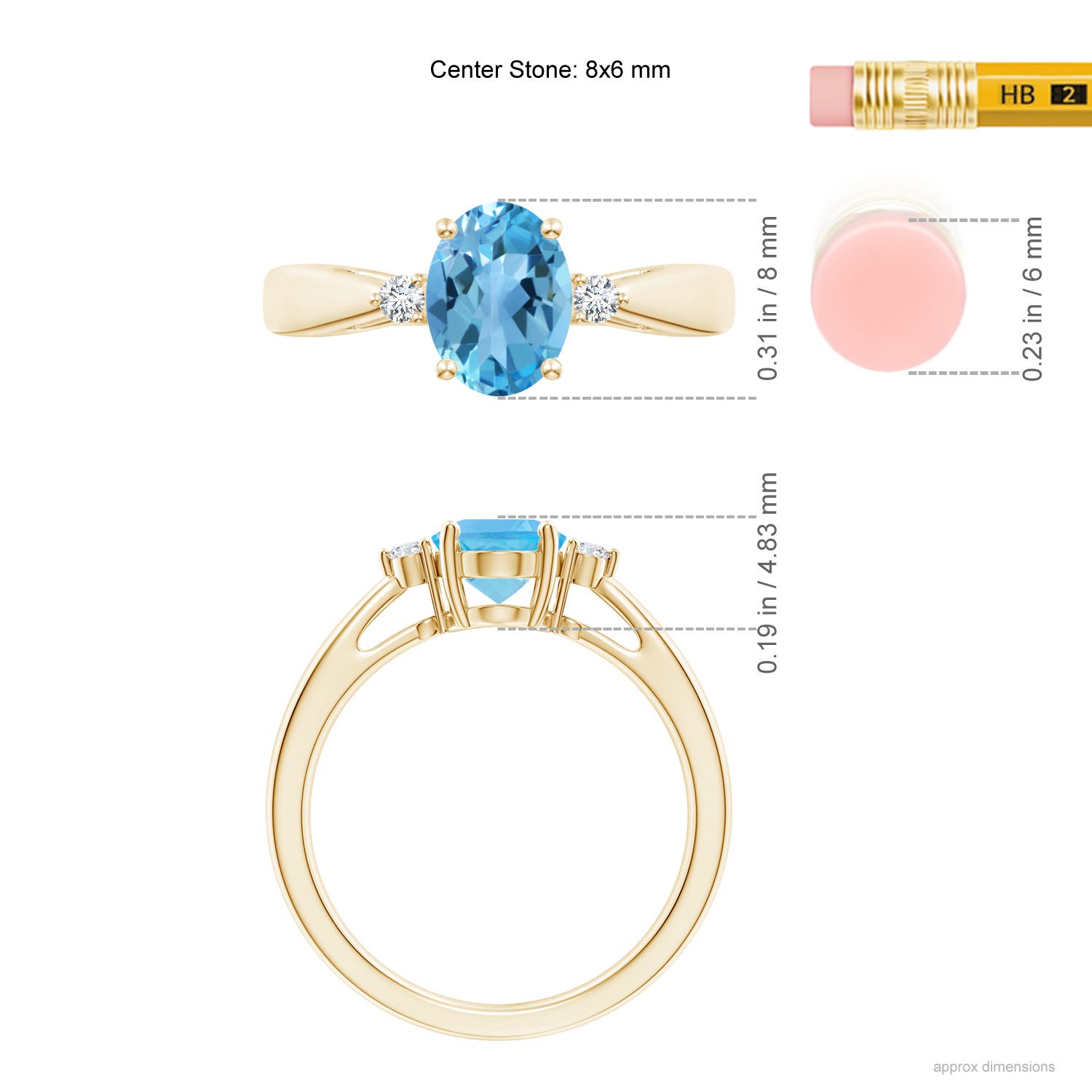 AA - Swiss Blue Topaz / 1.56 CT / 14 KT Yellow Gold