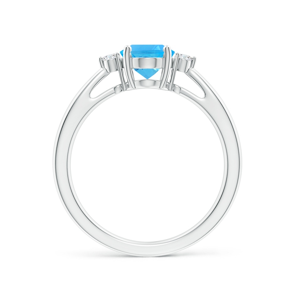 8x6mm AAA Swiss Blue Topaz Reverse Tapered Shank Ring with Diamonds in P950 Platinum side-1