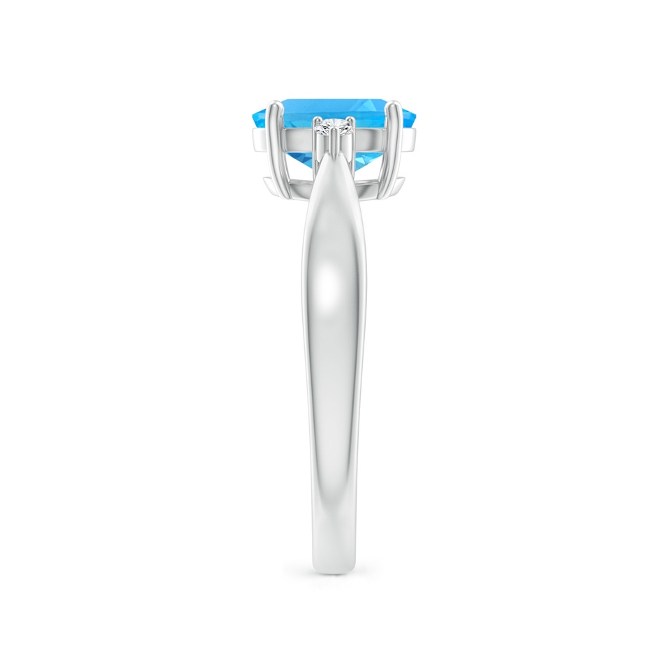 8x6mm AAA Swiss Blue Topaz Reverse Tapered Shank Ring with Diamonds in P950 Platinum side-2