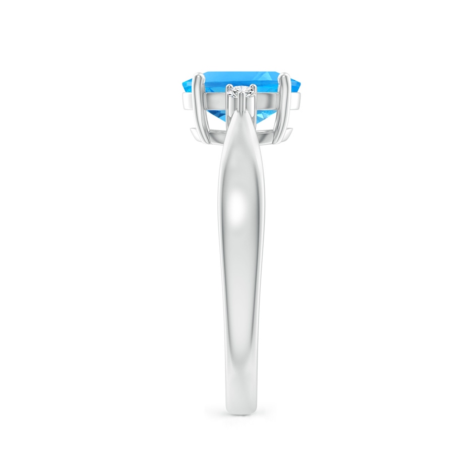 8x6mm AAAA Swiss Blue Topaz Reverse Tapered Shank Ring with Diamonds in P950 Platinum side-2