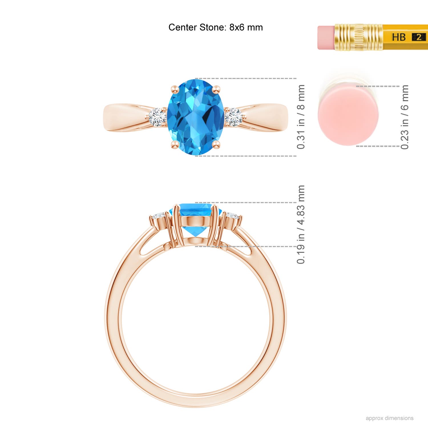 AAAA - Swiss Blue Topaz / 1.56 CT / 14 KT Rose Gold