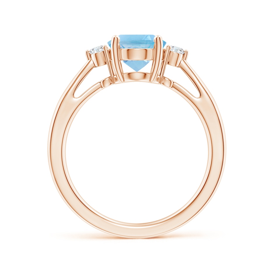 9x7mm A Swiss Blue Topaz Reverse Tapered Shank Ring with Diamonds in Rose Gold side-1