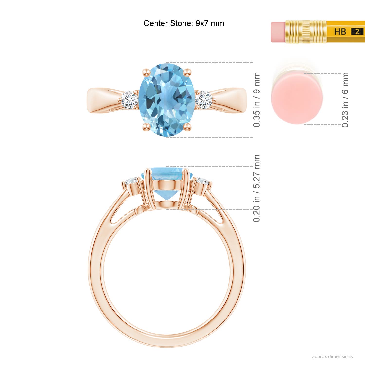 A - Swiss Blue Topaz / 2.32 CT / 14 KT Rose Gold