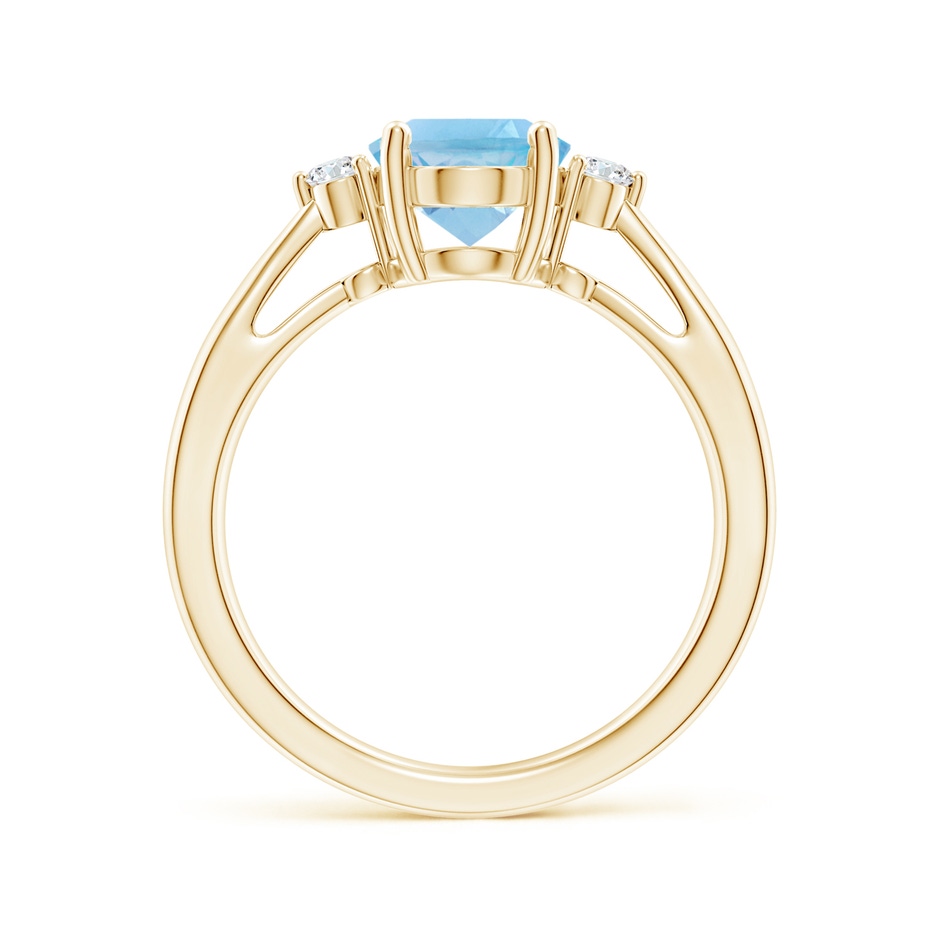 9x7mm A Swiss Blue Topaz Reverse Tapered Shank Ring with Diamonds in Yellow Gold side-1