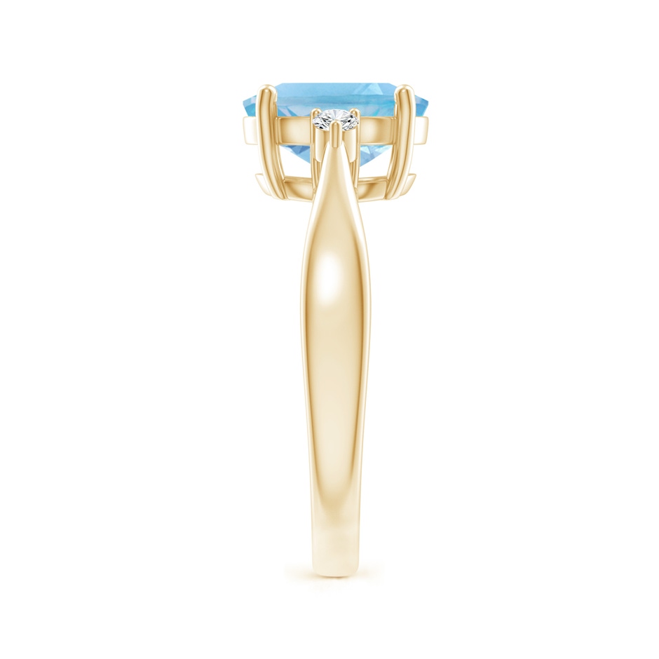 9x7mm A Swiss Blue Topaz Reverse Tapered Shank Ring with Diamonds in Yellow Gold side-2