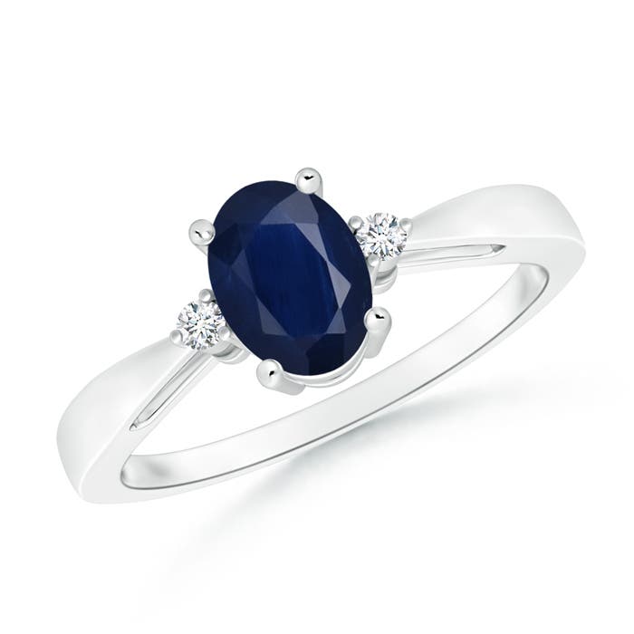 A - Blue Sapphire / 0.89 CT / 14 KT White Gold