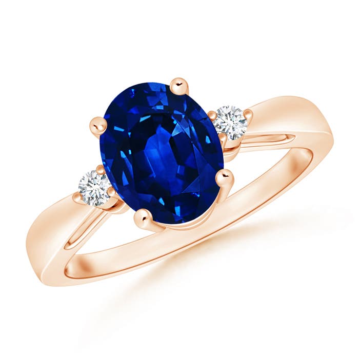 AAAA - Blue Sapphire / 2.07 CT / 14 KT Rose Gold