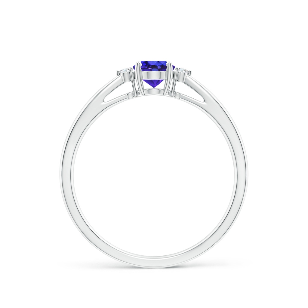 6x4mm AAAA Tapered Shank Tanzanite Solitaire Ring with Diamond Accents in P950 Platinum - side 199