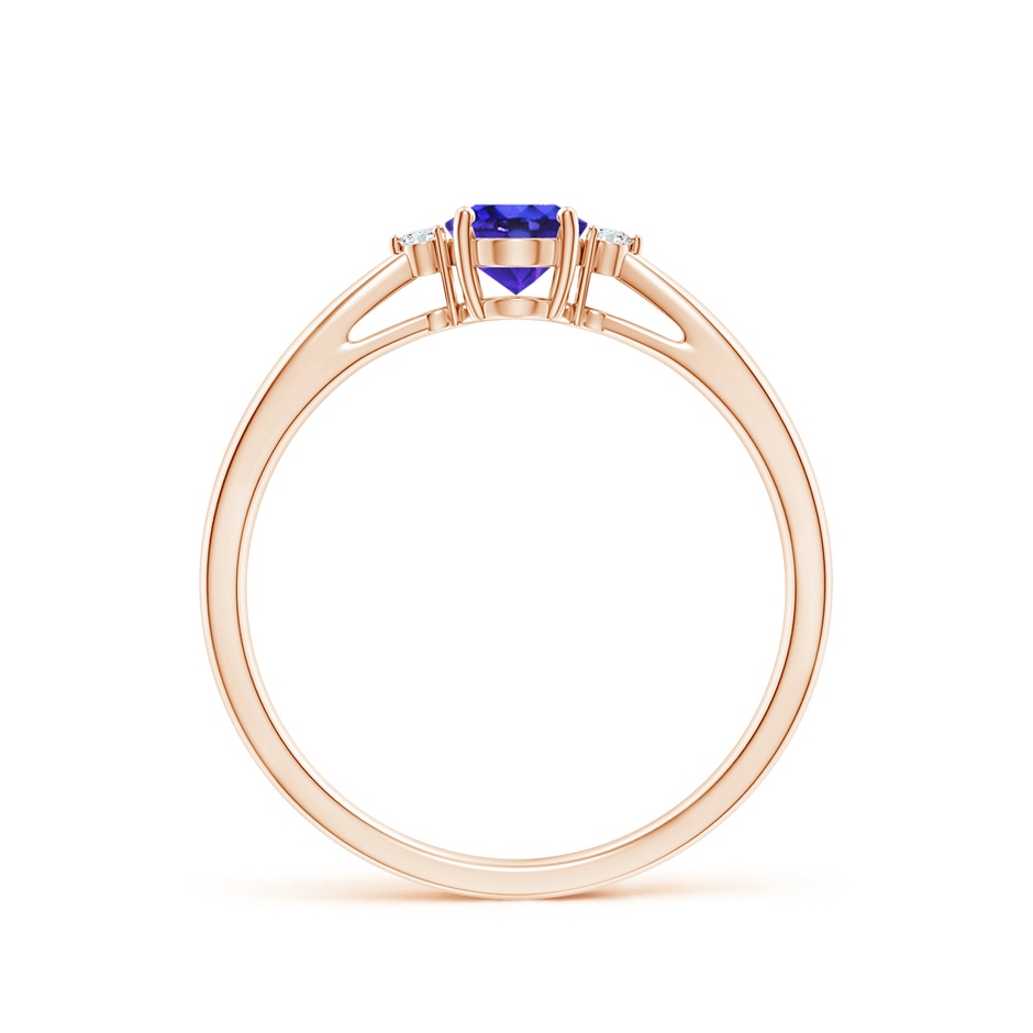 6x4mm AAAA Tapered Shank Tanzanite Solitaire Ring with Diamond Accents in Rose Gold side 199