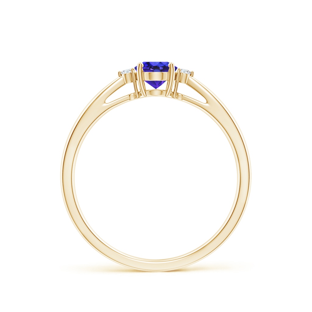 Tapered Shank Tanzanite Solitaire Ring with Diamond Accents | Angara