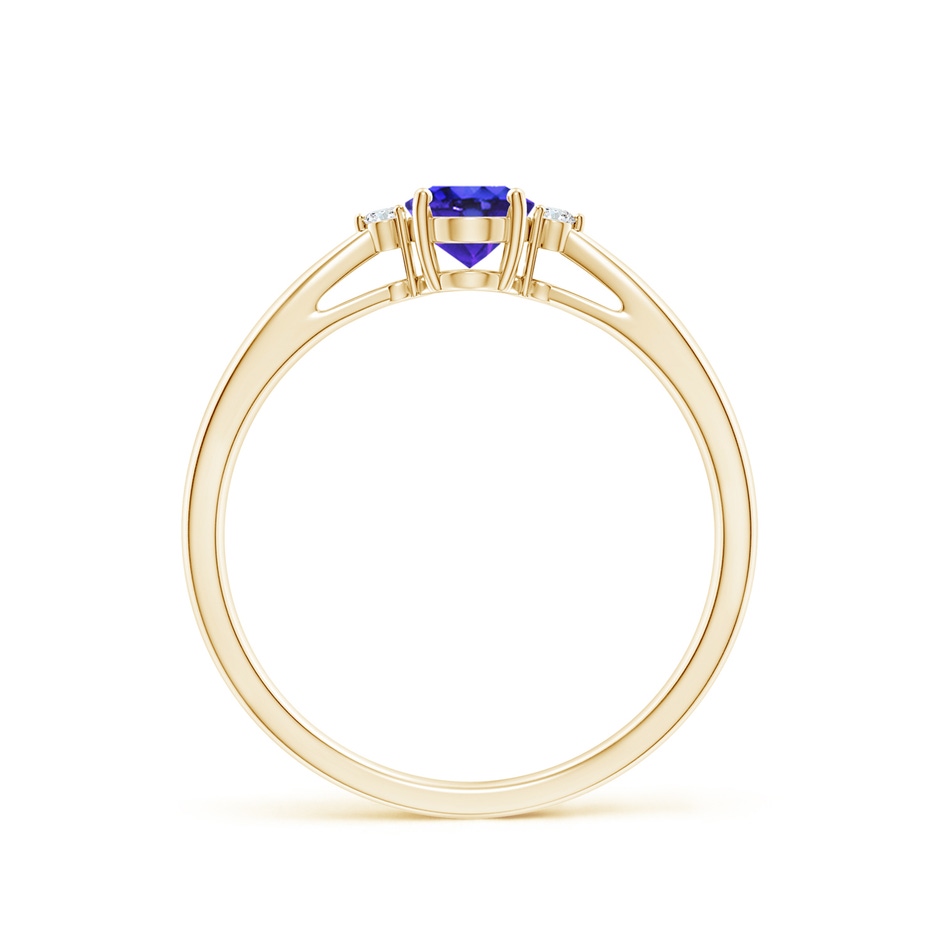 6x4mm AAAA Tapered Shank Tanzanite Solitaire Ring with Diamond Accents in Yellow Gold side 199