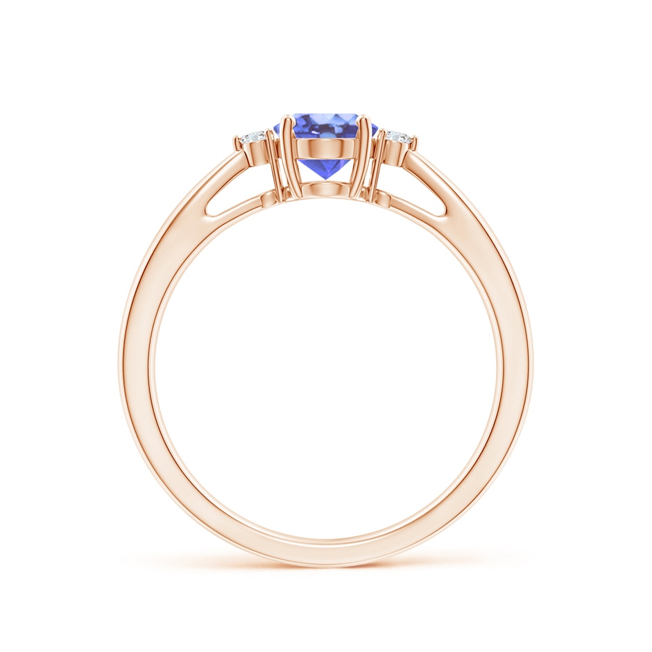 7x5mm A Tapered Shank Tanzanite Solitaire Ring with Diamond Accents in Rose Gold side 199