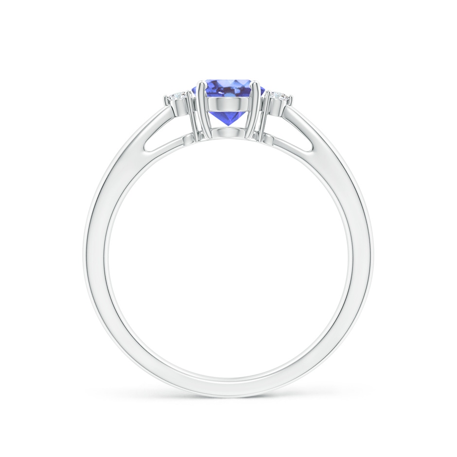 7x5mm A Tapered Shank Tanzanite Solitaire Ring with Diamond Accents in White Gold side 199