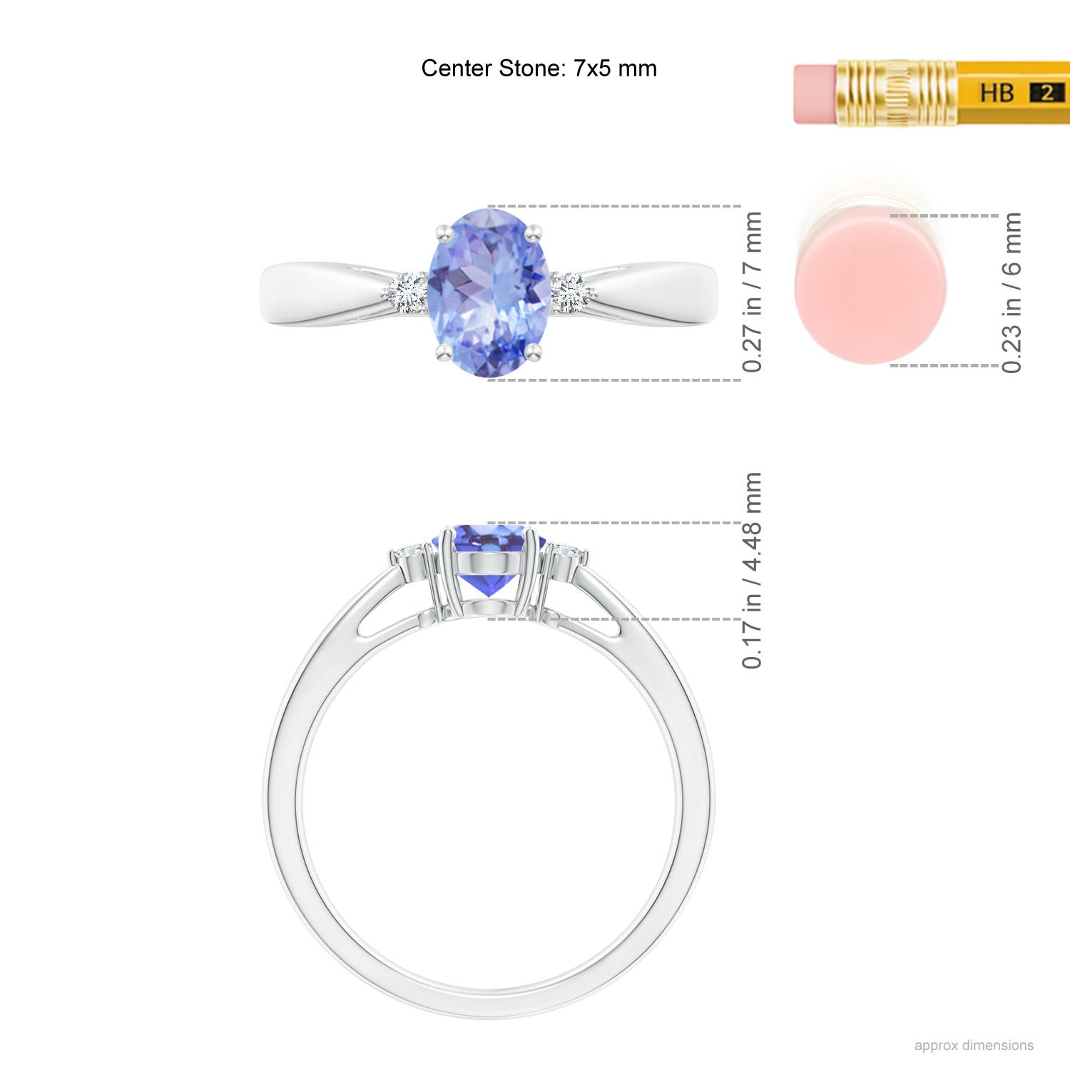 A - Tanzanite / 0.84 CT / 14 KT White Gold