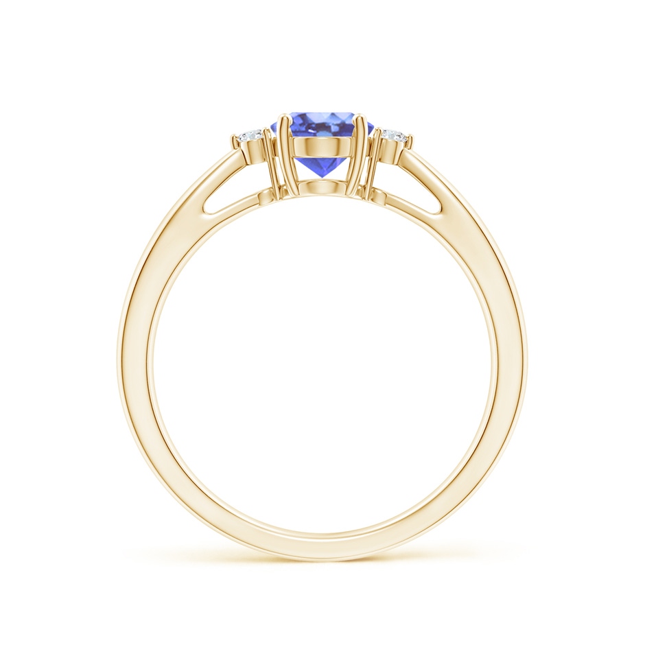 7x5mm A Tapered Shank Tanzanite Solitaire Ring with Diamond Accents in Yellow Gold side 199