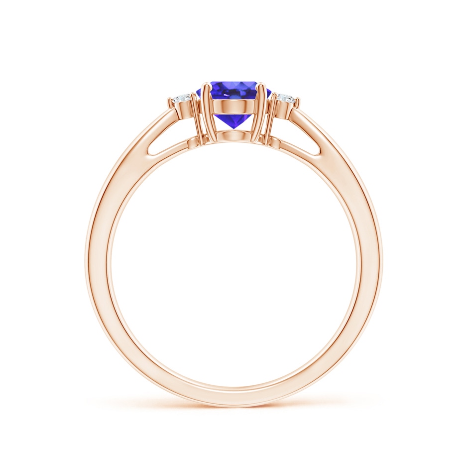 7x5mm AA Tapered Shank Tanzanite Solitaire Ring with Diamond Accents in Rose Gold side 199