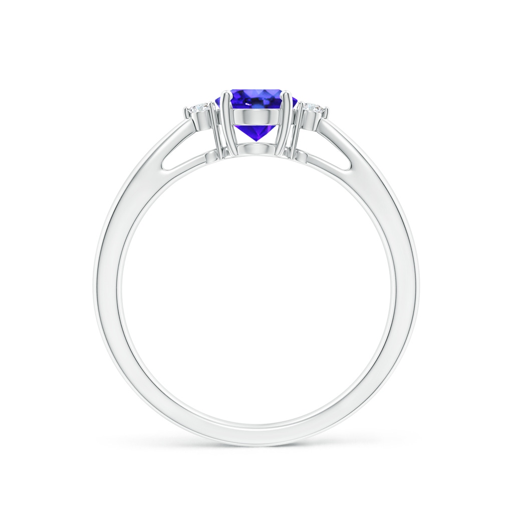 7x5mm AAA Tapered Shank Tanzanite Solitaire Ring with Diamond Accents in White Gold Side-1
