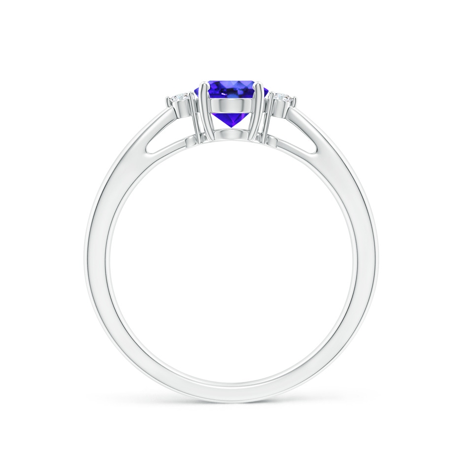 7x5mm AAA Tapered Shank Tanzanite Solitaire Ring with Diamond Accents in White Gold side-1