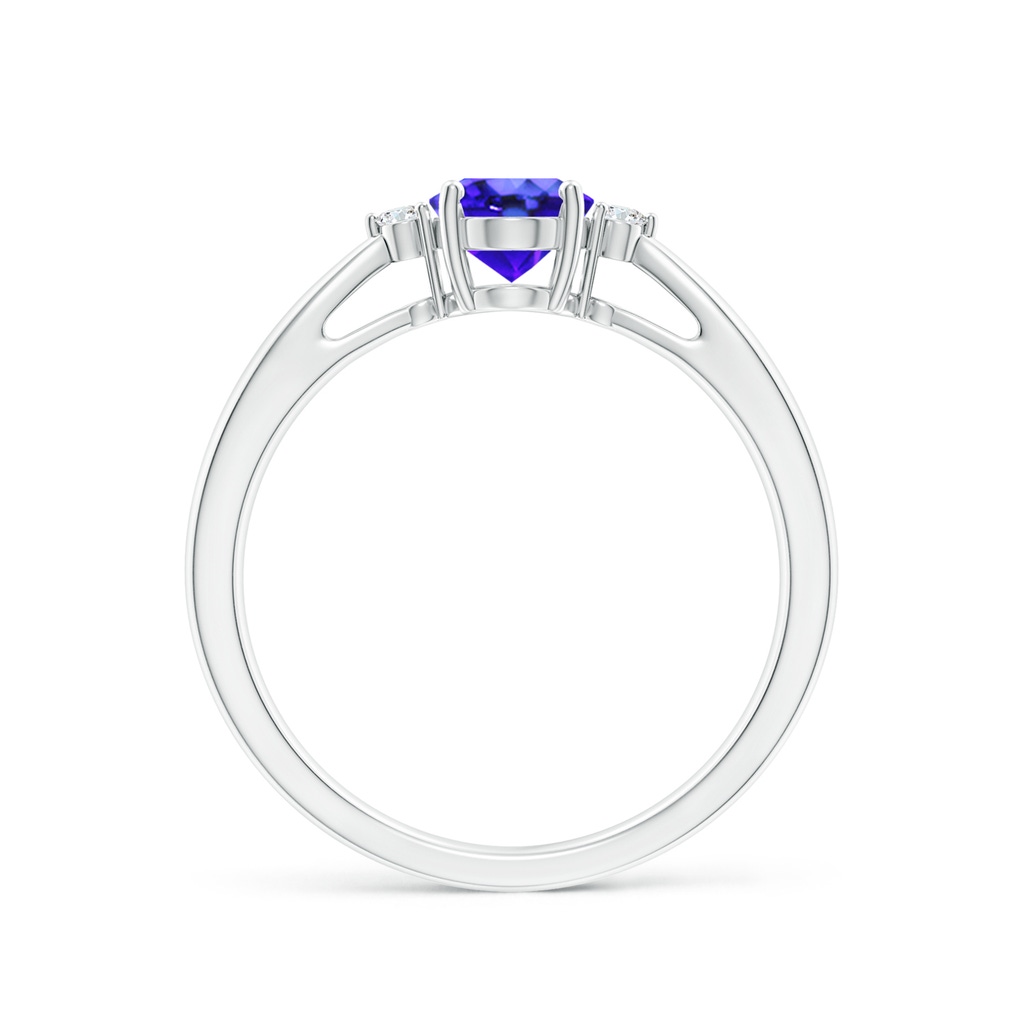 7x5mm AAA Tapered Shank Tanzanite Solitaire Ring with Diamond Accents in White Gold - side 199