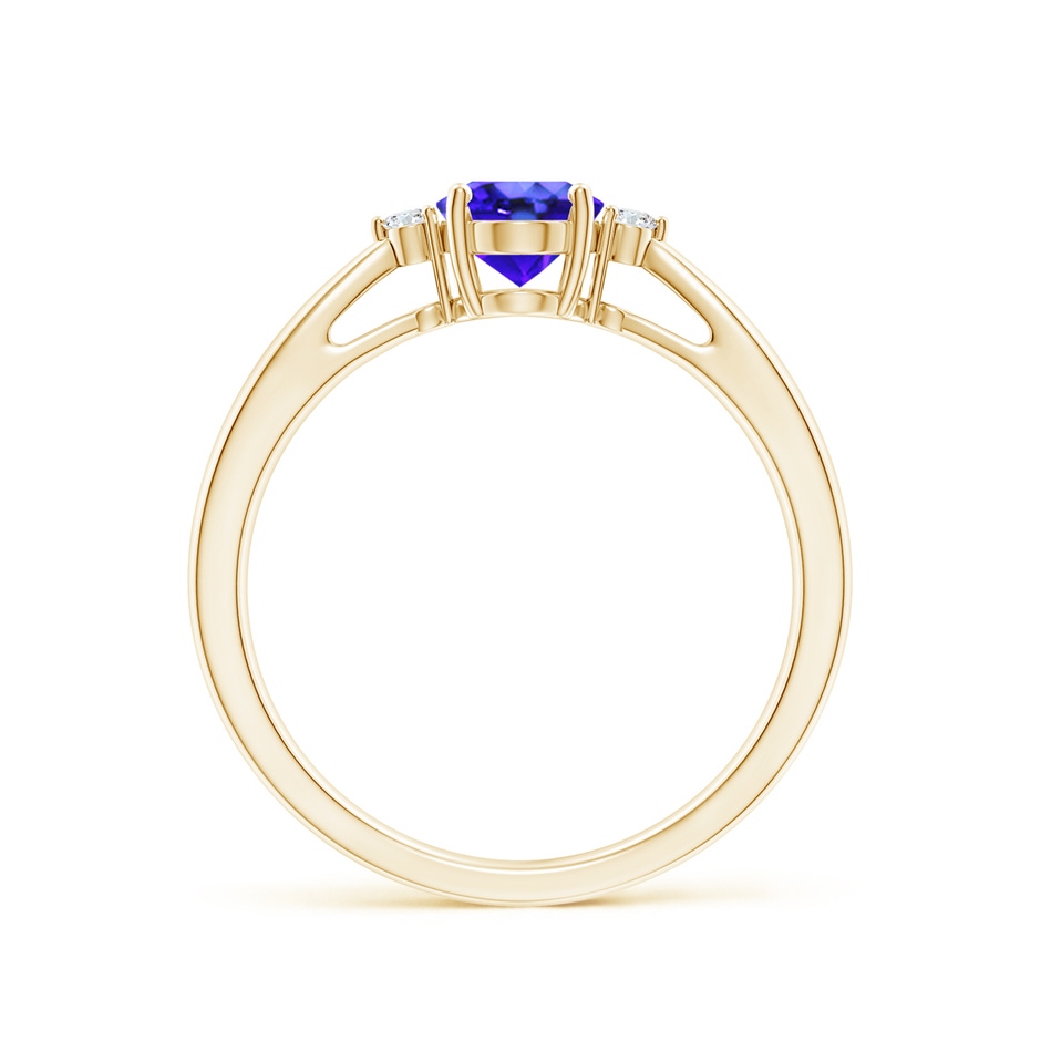 7x5mm AAA Tapered Shank Tanzanite Solitaire Ring with Diamond Accents in Yellow Gold side 199