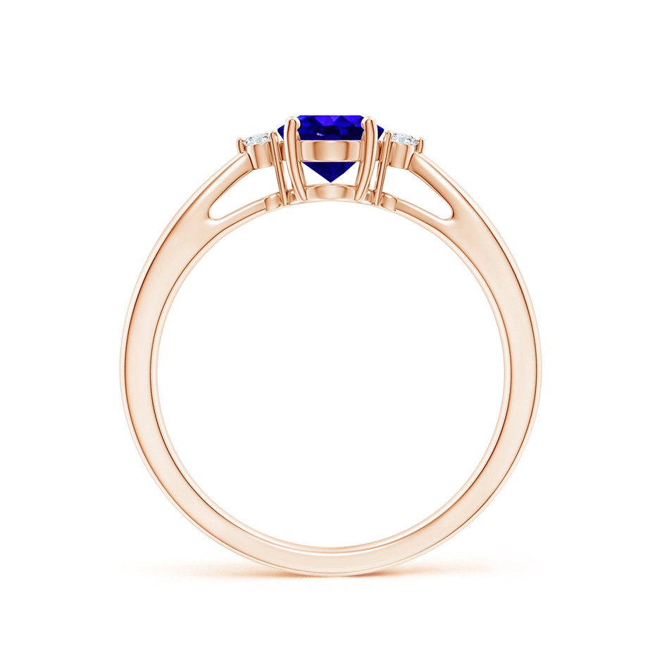 7x5mm AAAA Tapered Shank Tanzanite Solitaire Ring with Diamond Accents in Rose Gold side 199