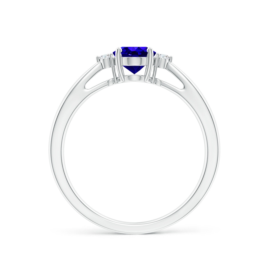 7x5mm AAAA Tapered Shank Tanzanite Solitaire Ring with Diamond Accents in White Gold side 199