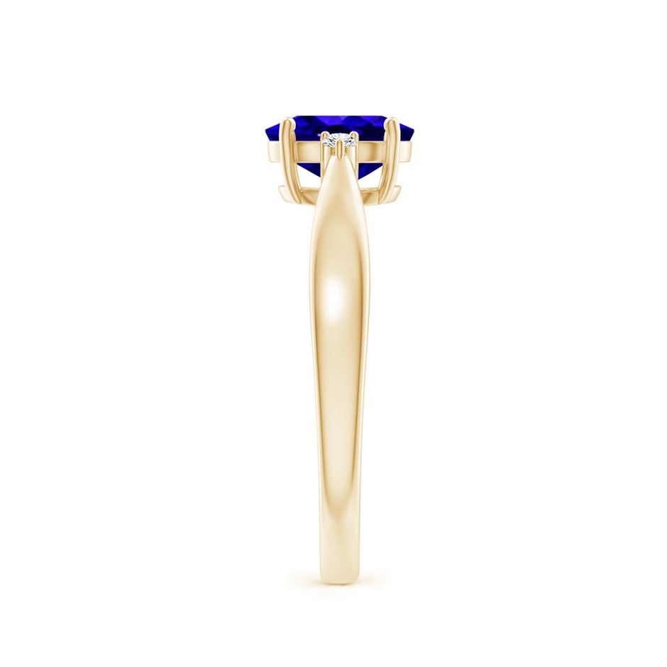 7x5mm AAAA Tapered Shank Tanzanite Solitaire Ring with Diamond Accents in Yellow Gold side 299