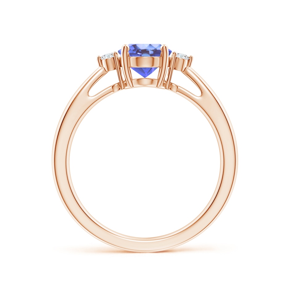 8x6mm A Tapered Shank Tanzanite Solitaire Ring with Diamond Accents in Rose Gold side 199