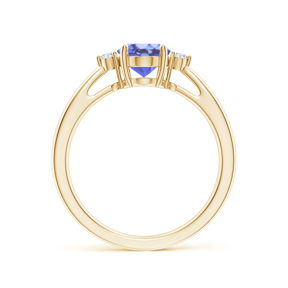 8x6mm A Tapered Shank Tanzanite Solitaire Ring with Diamond Accents in Yellow Gold side 199
