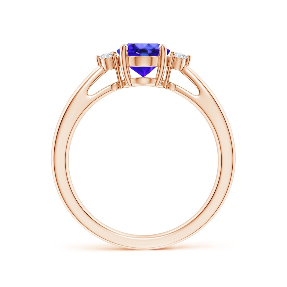 8x6mm AAA Tapered Shank Tanzanite Solitaire Ring with Diamond Accents in Rose Gold side 199
