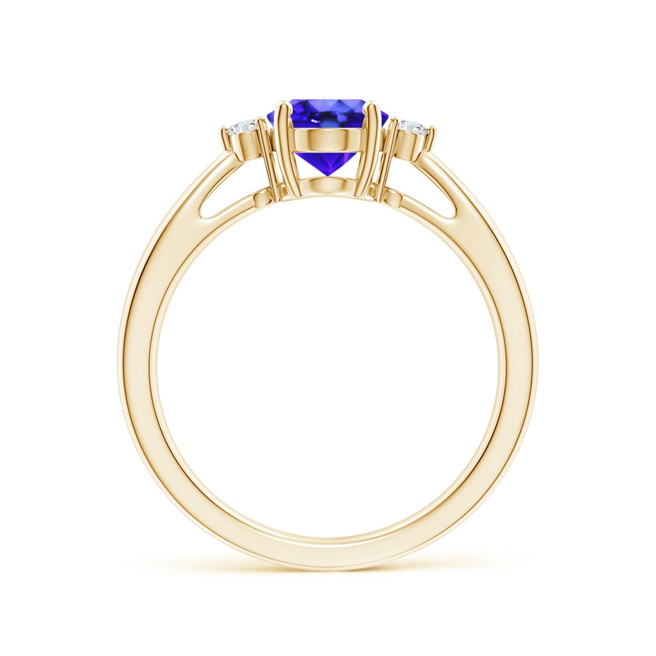 8x6mm AAA Tapered Shank Tanzanite Solitaire Ring with Diamond Accents in Yellow Gold side 199