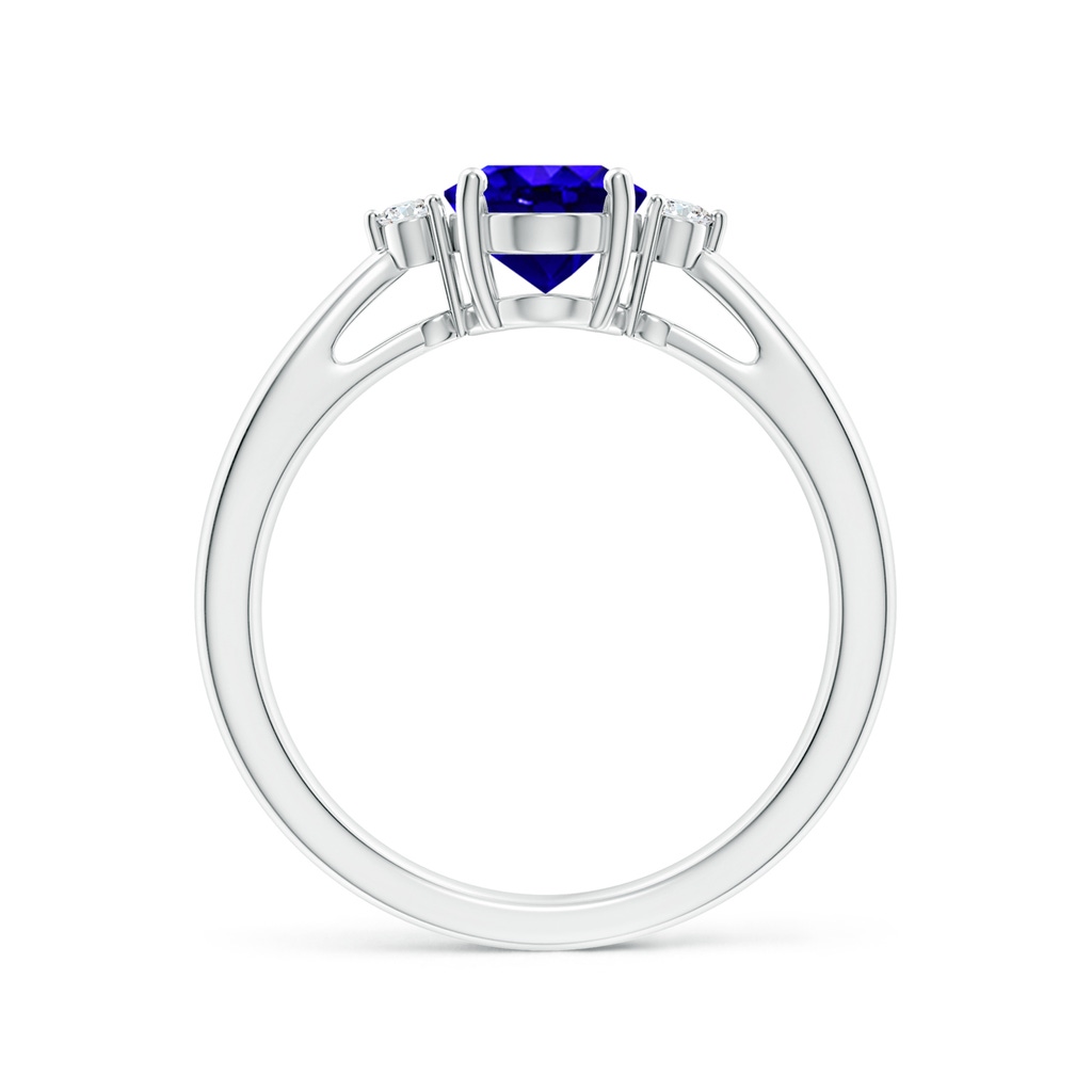 8x6mm AAAA Tapered Shank Tanzanite Solitaire Ring with Diamond Accents in P950 Platinum Side-1