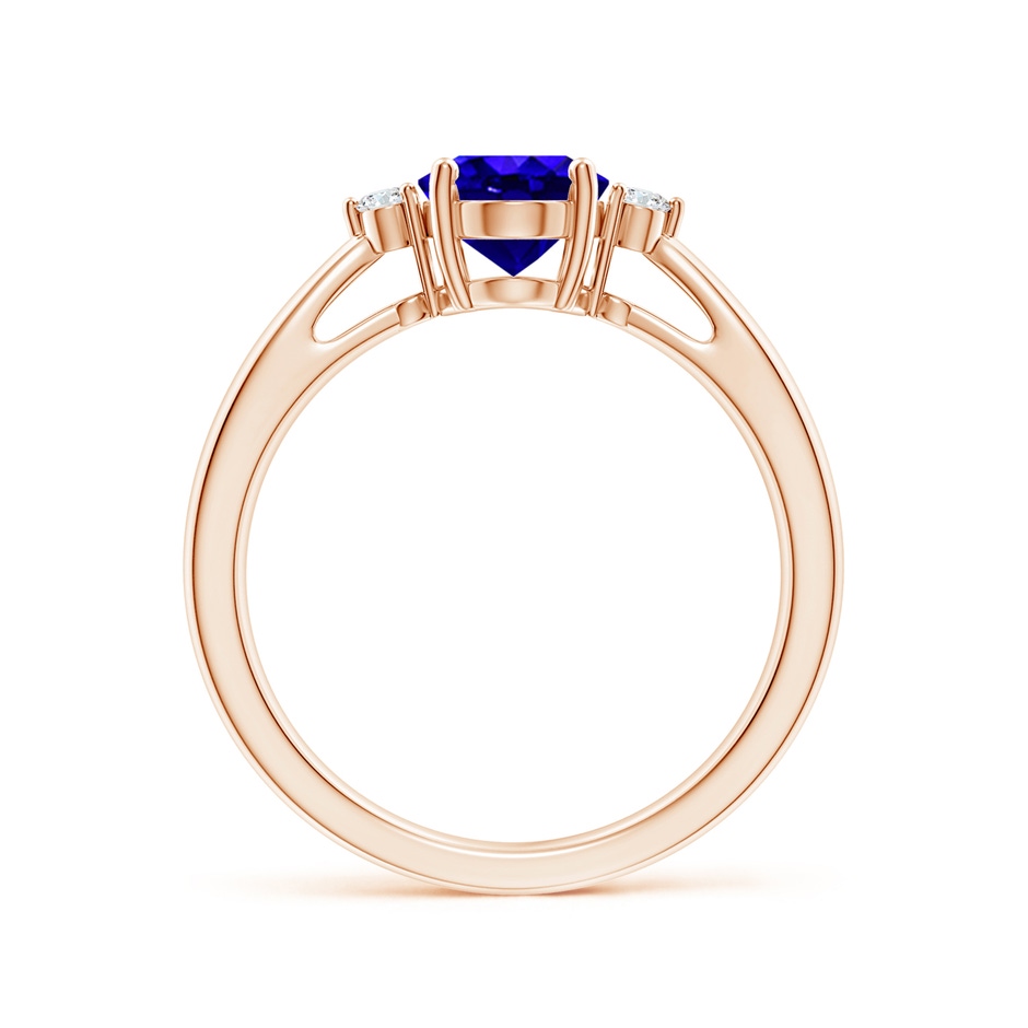 8x6mm AAAA Tapered Shank Tanzanite Solitaire Ring with Diamond Accents in Rose Gold side 199