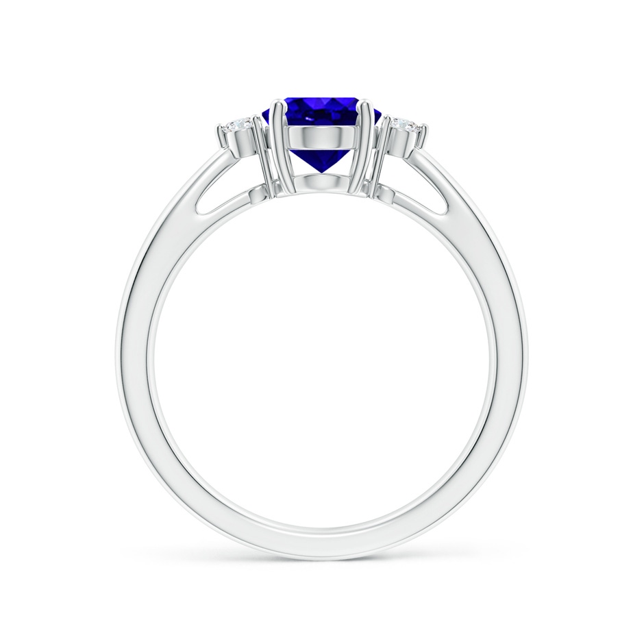 8x6mm AAAA Tapered Shank Tanzanite Solitaire Ring with Diamond Accents in White Gold side 199