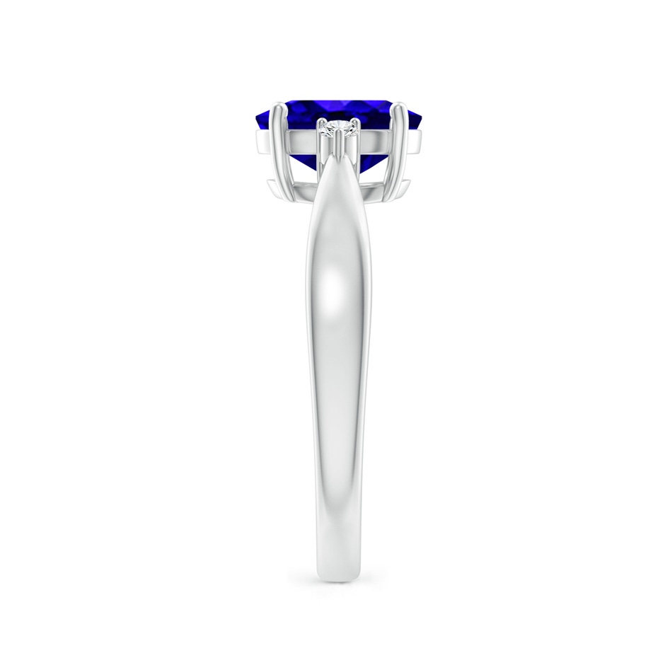 8x6mm AAAA Tapered Shank Tanzanite Solitaire Ring with Diamond Accents in White Gold side 299