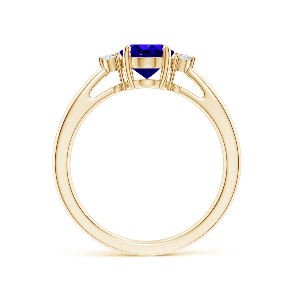 8x6mm AAAA Tapered Shank Tanzanite Solitaire Ring with Diamond Accents in Yellow Gold side 199