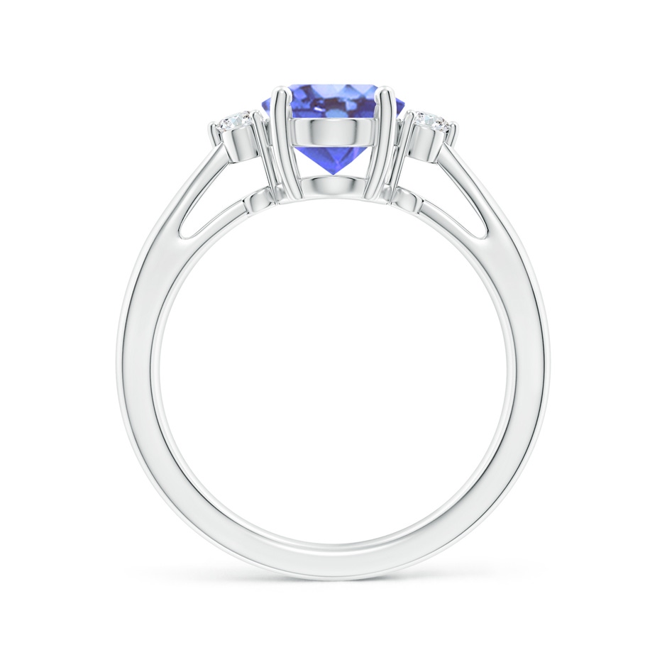 9x7mm A Tapered Shank Tanzanite Solitaire Ring with Diamond Accents in P950 Platinum side 199