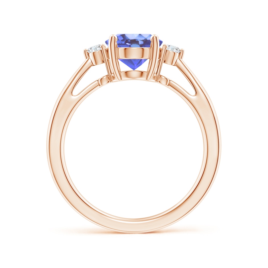 9x7mm A Tapered Shank Tanzanite Solitaire Ring with Diamond Accents in Rose Gold side 199