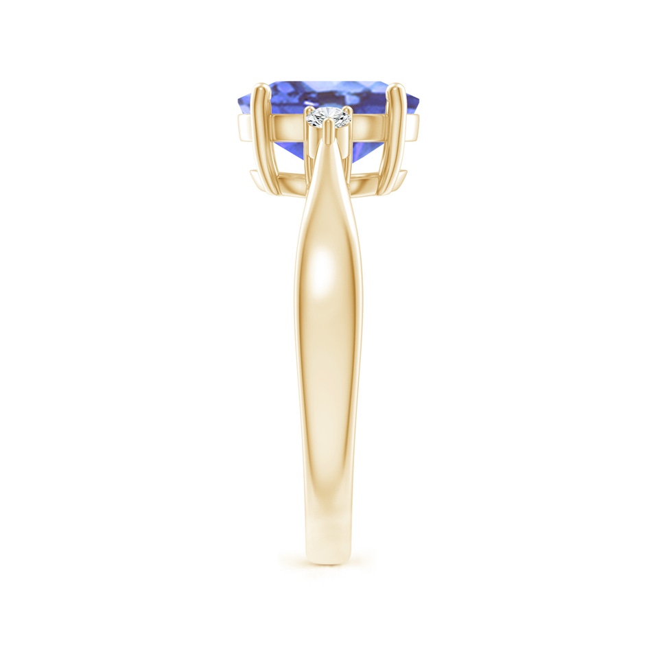 9x7mm A Tapered Shank Tanzanite Solitaire Ring with Diamond Accents in Yellow Gold side 299