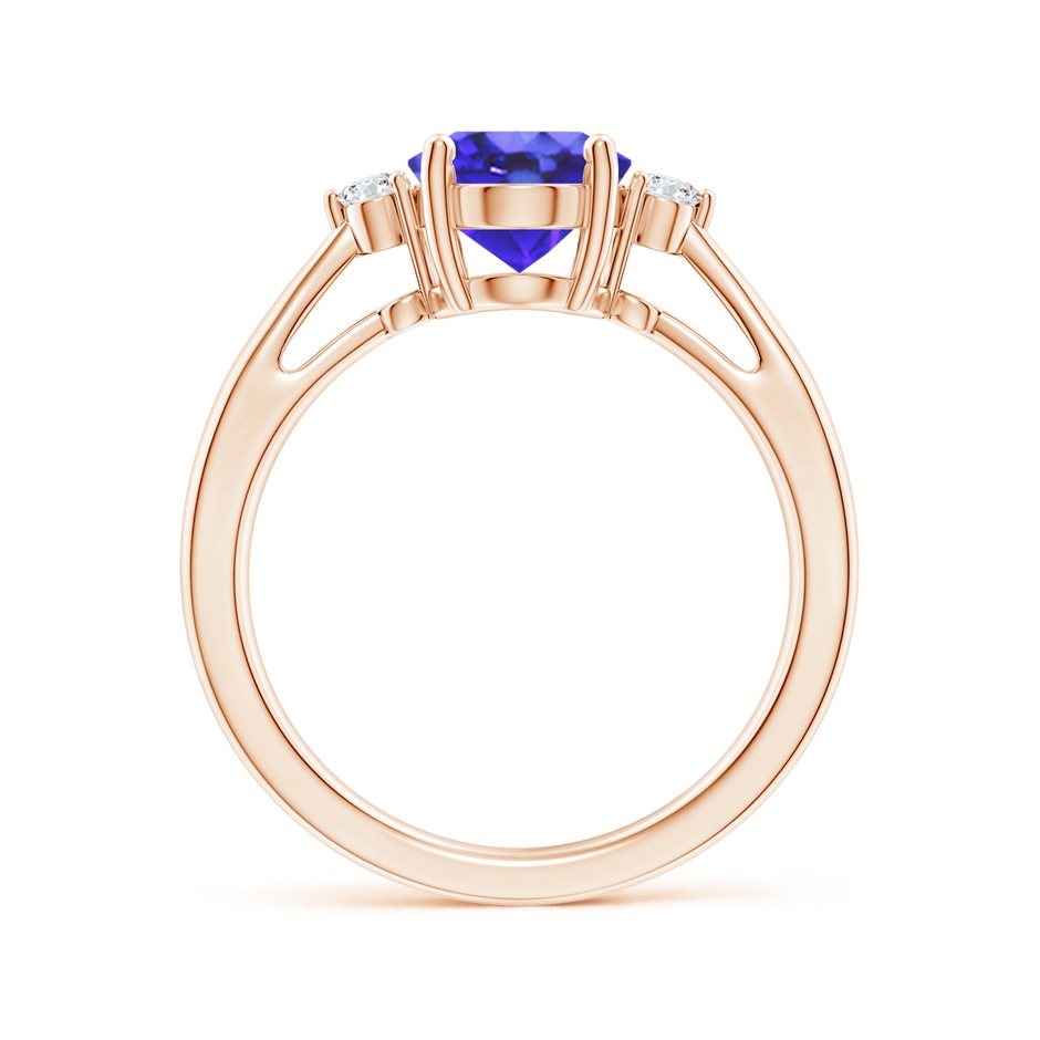 9x7mm AA Tapered Shank Tanzanite Solitaire Ring with Diamond Accents in Rose Gold side 199