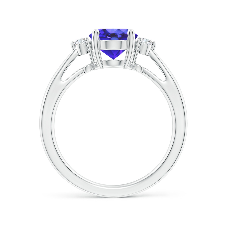 9x7mm AA Tapered Shank Tanzanite Solitaire Ring with Diamond Accents in White Gold side 199