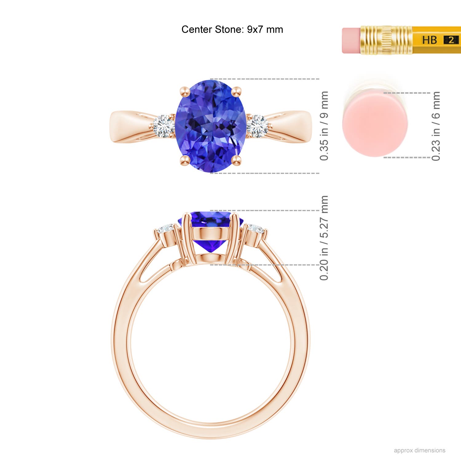 AAA - Tanzanite / 1.97 CT / 14 KT Rose Gold