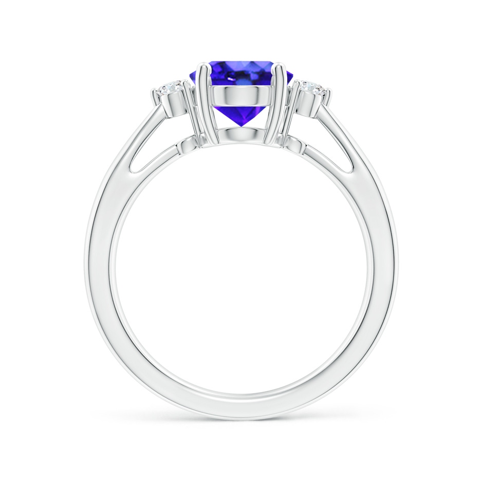 9x7mm AAA Tapered Shank Tanzanite Solitaire Ring with Diamond Accents in White Gold side 199