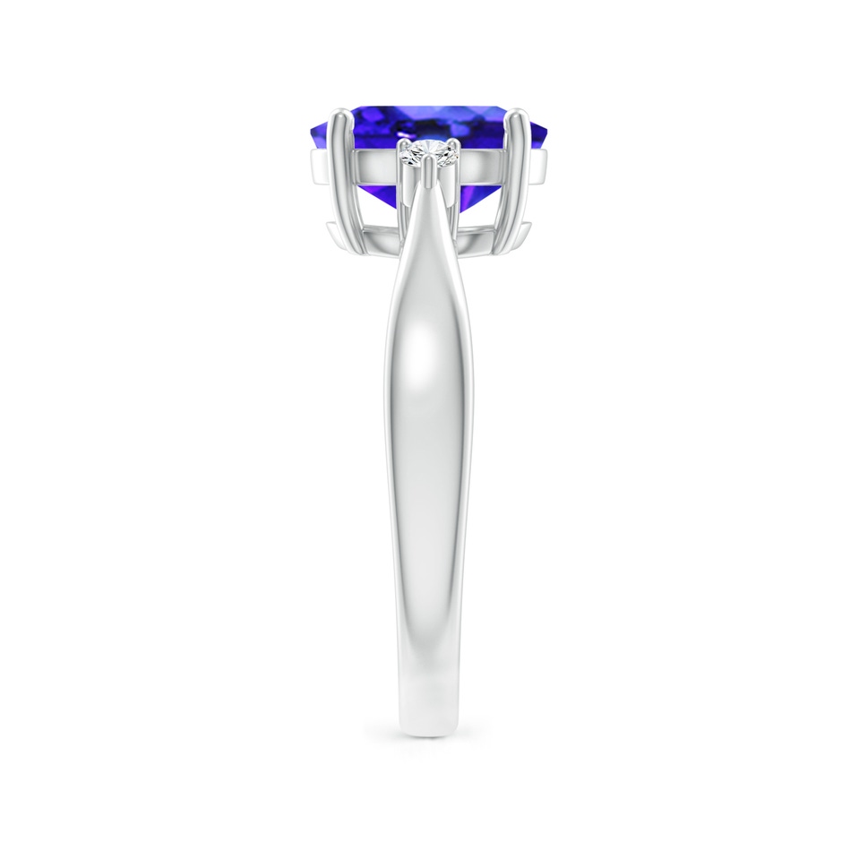 9x7mm AAA Tapered Shank Tanzanite Solitaire Ring with Diamond Accents in White Gold side 299