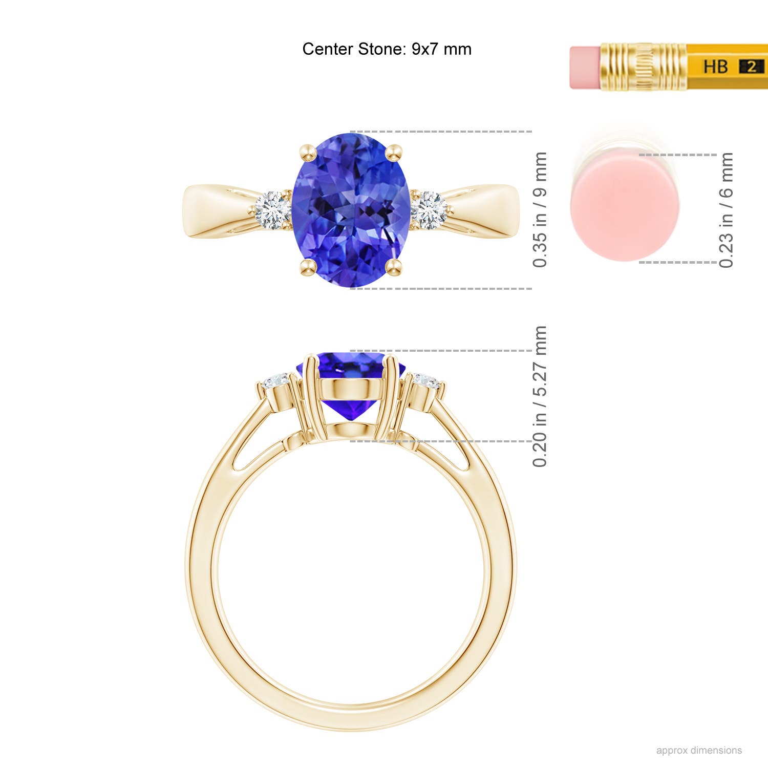 AAA - Tanzanite / 1.97 CT / 14 KT Yellow Gold