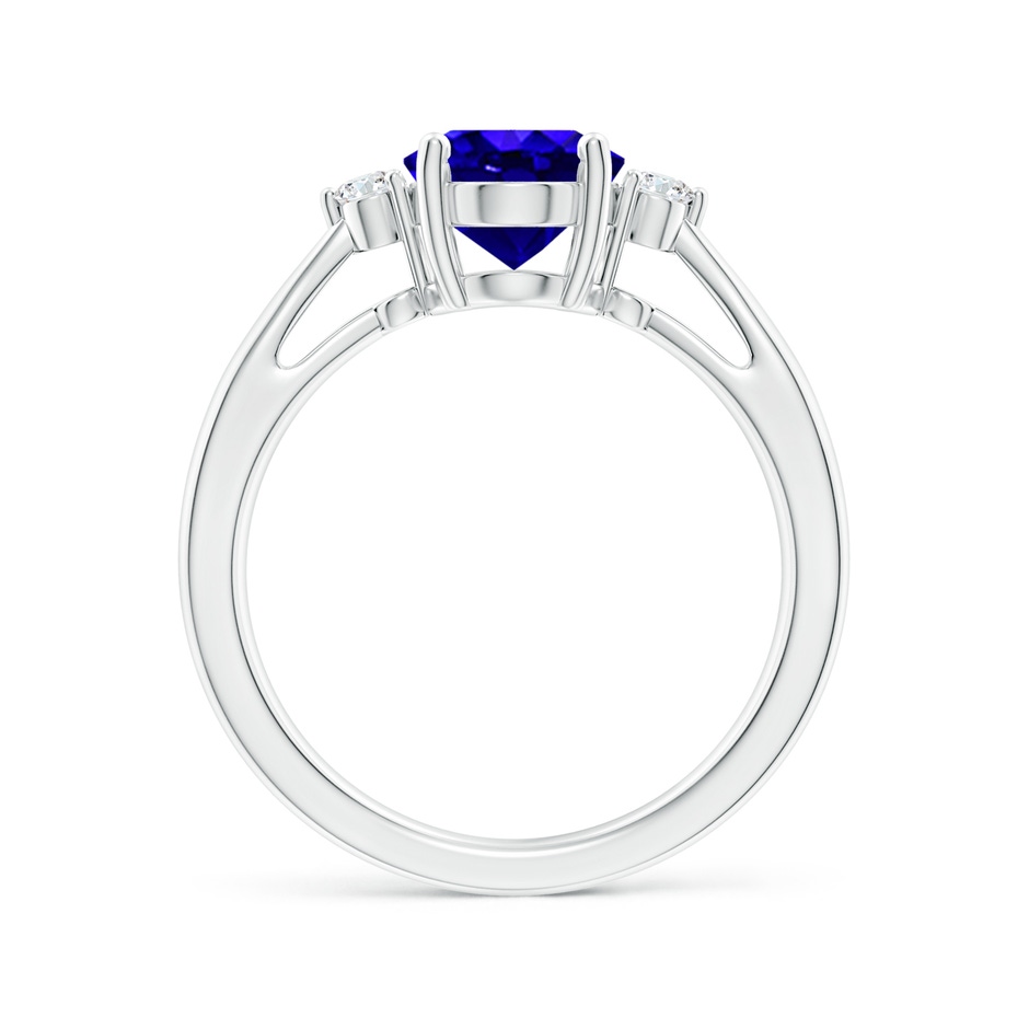 9x7mm AAAA Tapered Shank Tanzanite Solitaire Ring with Diamond Accents in White Gold side 199