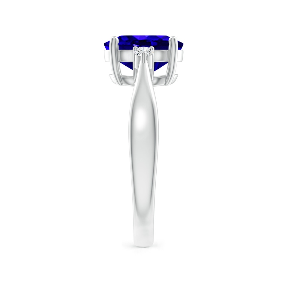 9x7mm AAAA Tapered Shank Tanzanite Solitaire Ring with Diamond Accents in White Gold side 299