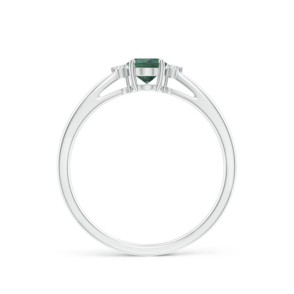 6x4mm AA Tapered Shank Teal Montana Sapphire Solitaire Ring with Diamonds in White Gold side 199